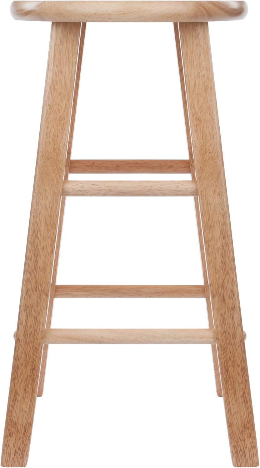 Two Piece 24 Inch Natural Finish Solid Wood Counter Stools