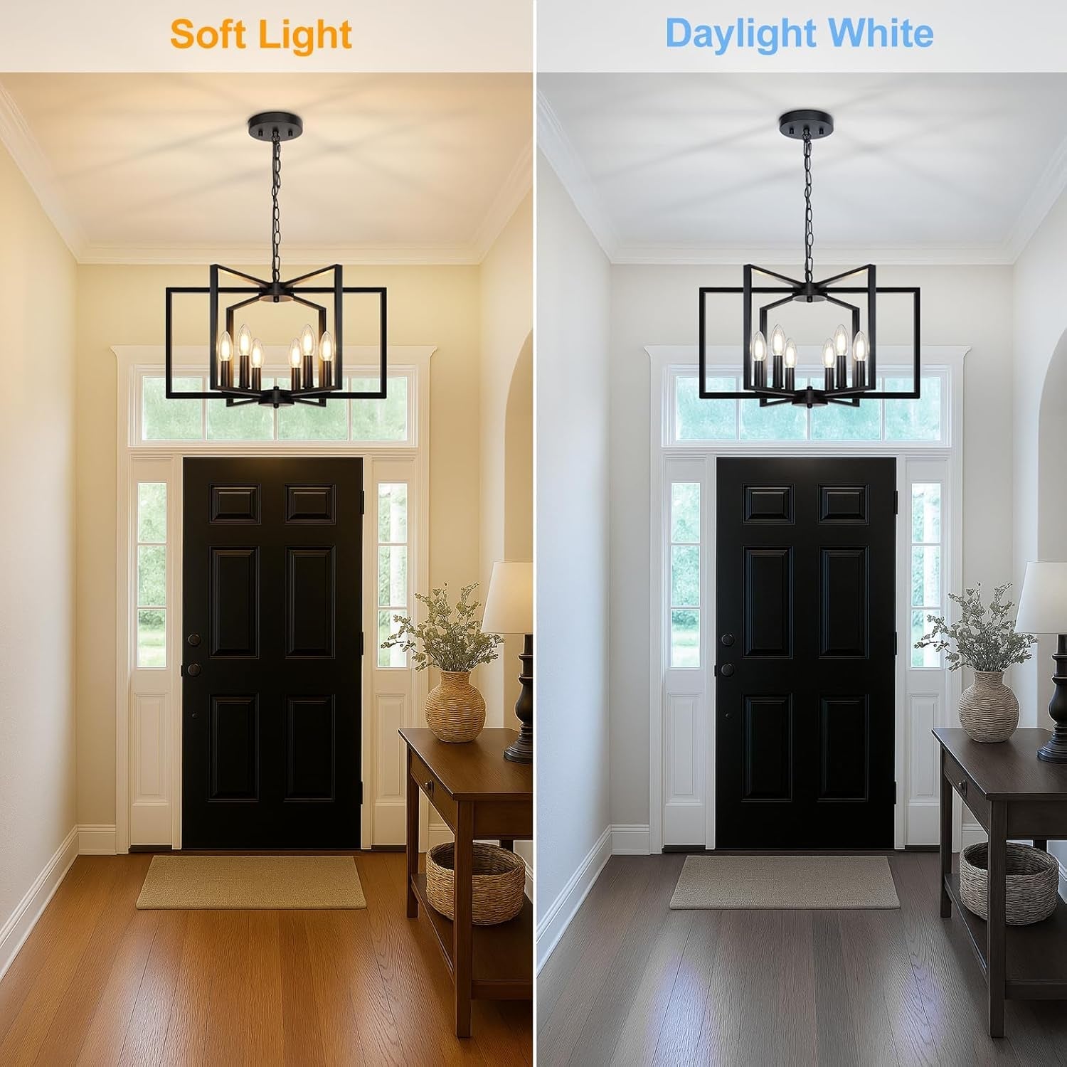 Black Geometric 6 Light Contemporary Ceiling Chandelier