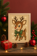Vintage Christmas Reindeer Wall Art – Festive Holiday Deer Print