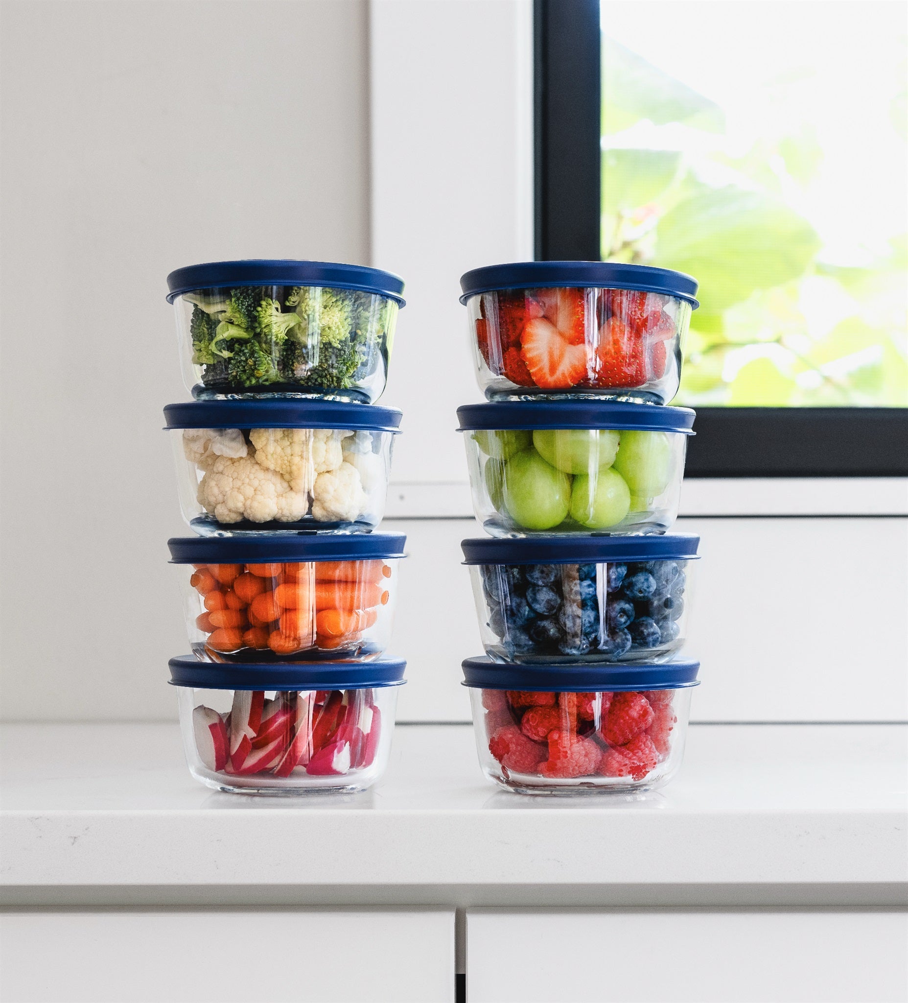 Glass Food Storage Containers - 16 Piece 1 Cup Set (8 Containers + 8 Lids)