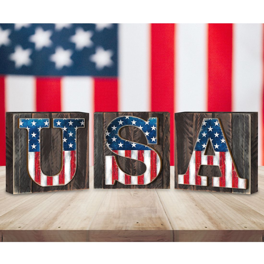 American Patriotic Composition Set of 15 Wall Block - American Patriotic Decor - 852760-S15
