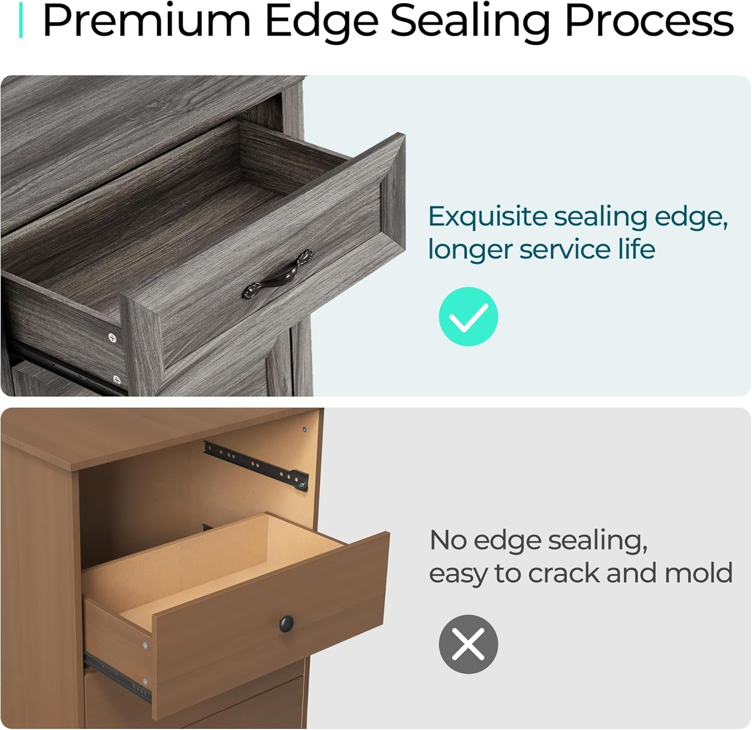 Grey 9-Drawer SolidWood Dresser For Bedroom Storage