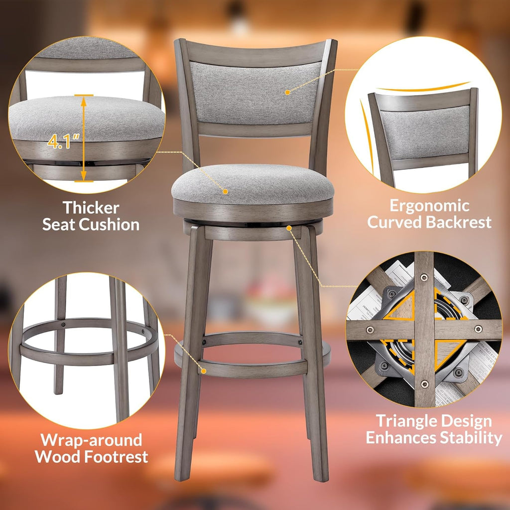 High Back Swivel Bar Stools Set of Two