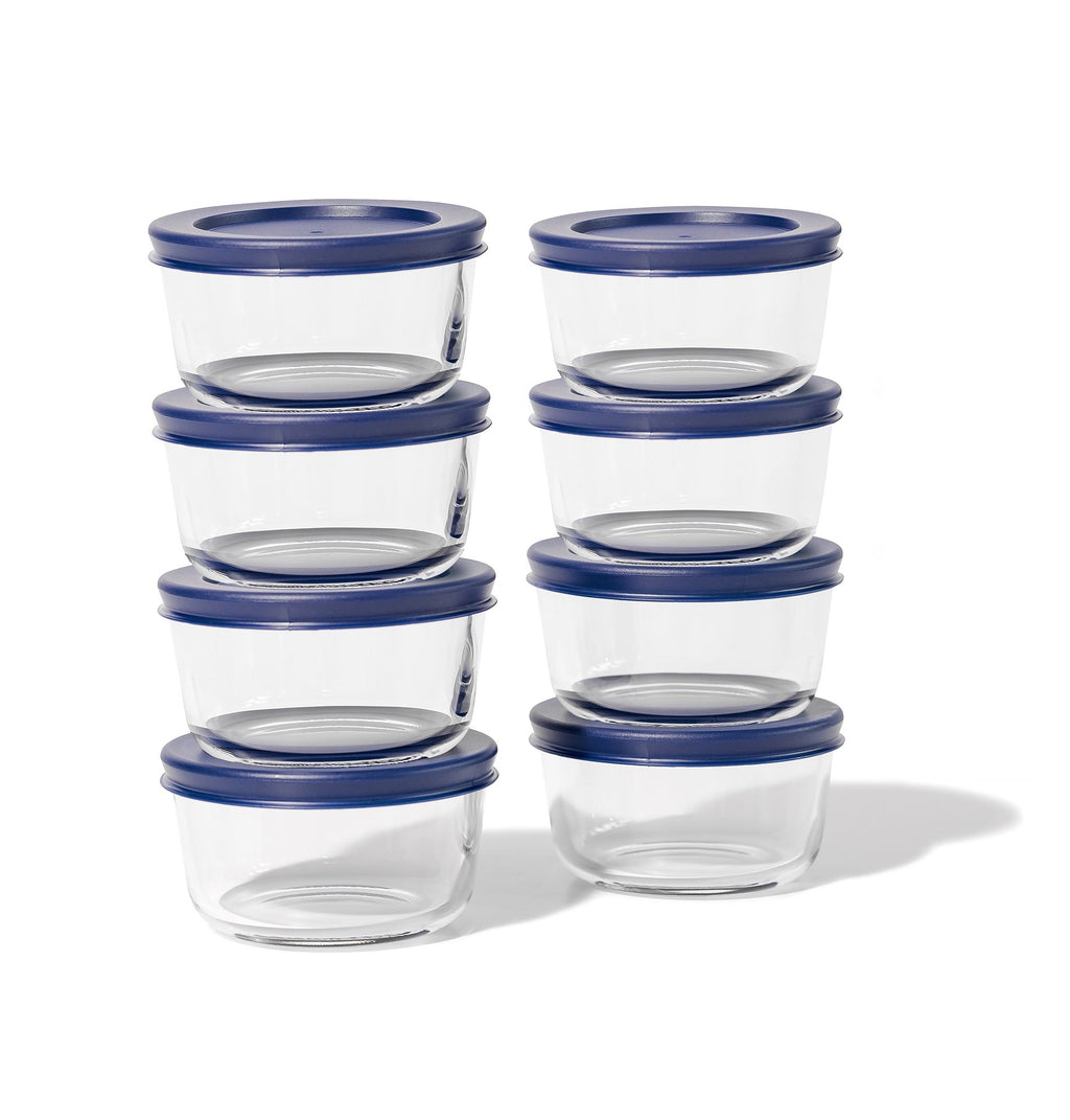 Glass Food Storage Containers - 16 Piece 1 Cup Set (8 Containers + 8 Lids)