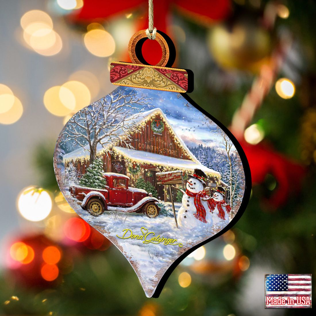 Country Store Christmas Drop Wooden Ornaments by Gelsinger - Christmas Decor - 8031022-1607