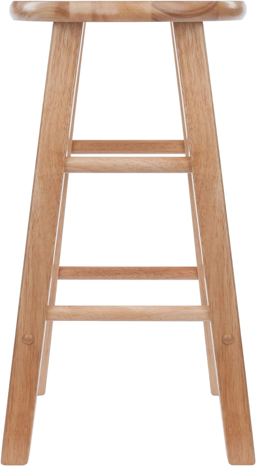 Two Piece 24 Inch Natural Finish Solid Wood Counter Stools