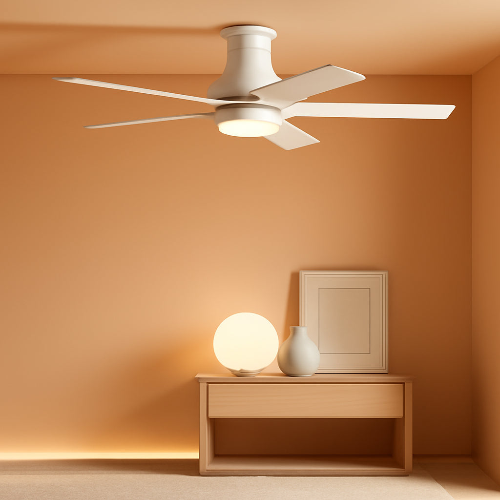 52 Inch White Ceiling Fan With Dimmable LED Lights