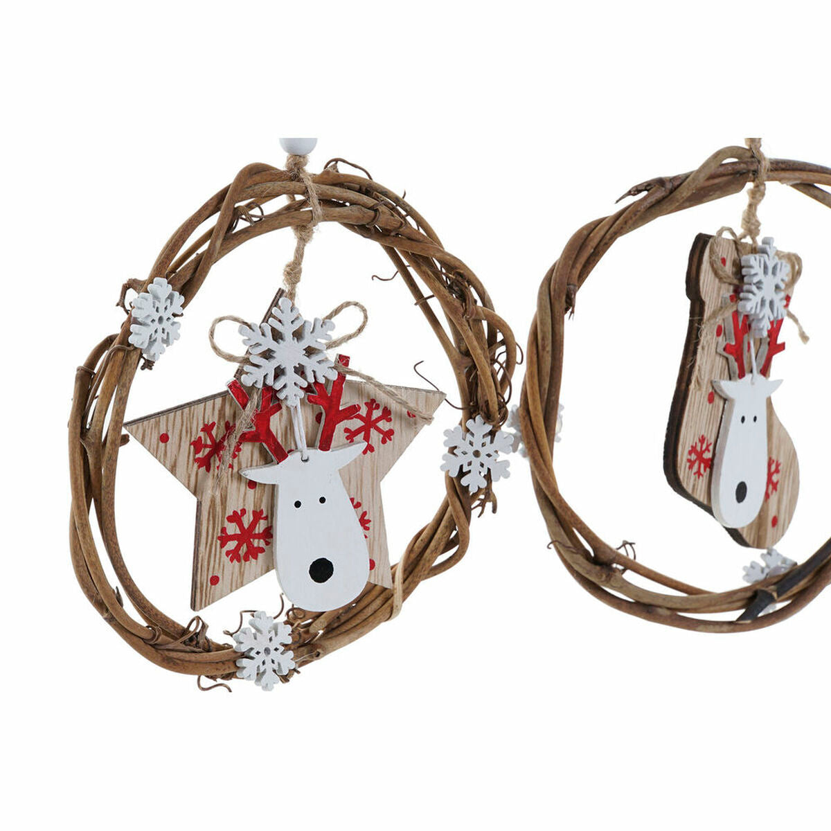Christmas bauble DKD Home Decor Wood (3 pcs) (14 x 1 x 18 cm)