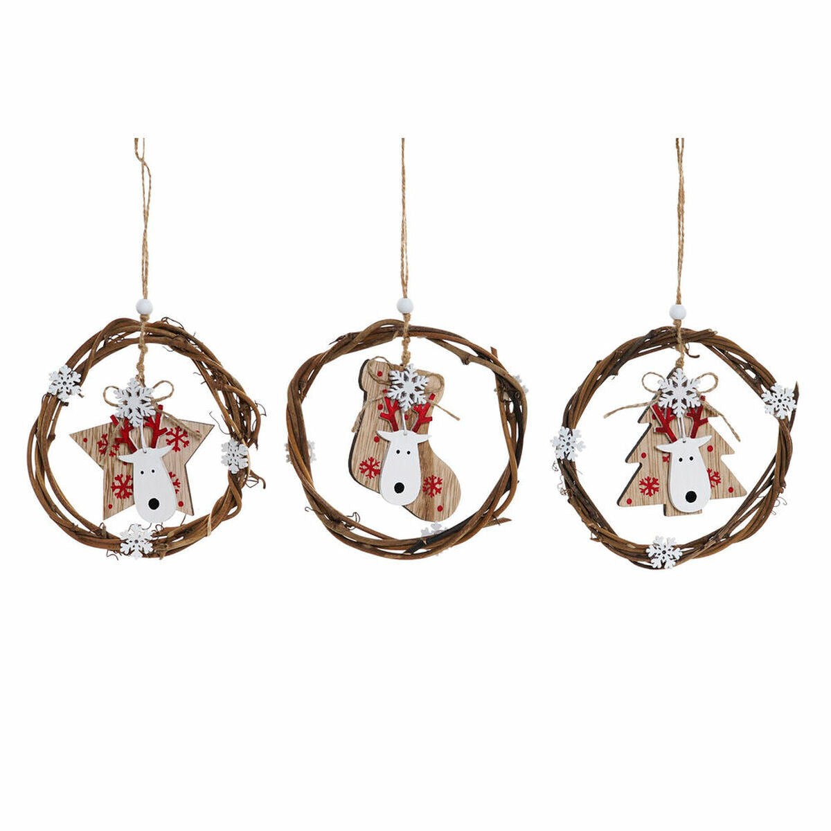 Christmas bauble DKD Home Decor Wood (3 pcs) (14 x 1 x 18 cm)