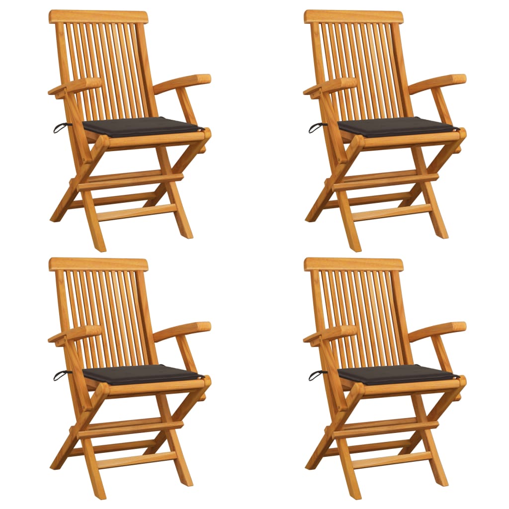 vidaXL Patio Chairs Outdoor Bistro Folding Chair with Cushions Solid Wood Teak-2