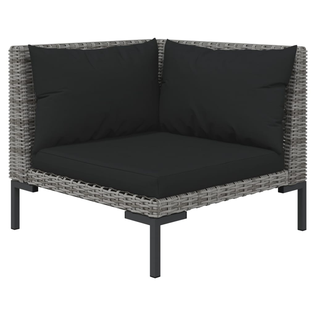 vidaXL 13 Piece Patio Lounge Set with Cushions Poly Rattan Dark Gray-3