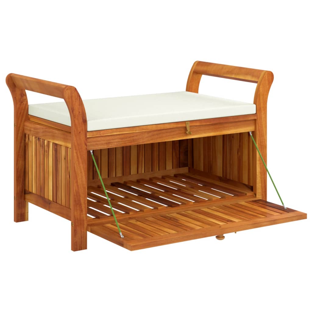 vidaXL Outdoor Storage Bench Patio Deck Box with Cushion Solid Wood Acacia-3