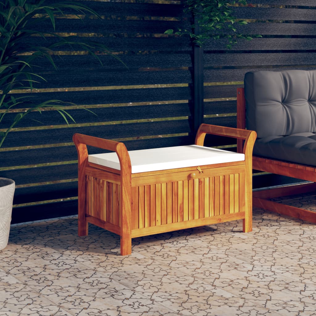 vidaXL Outdoor Storage Bench Patio Deck Box with Cushion Solid Wood Acacia-8