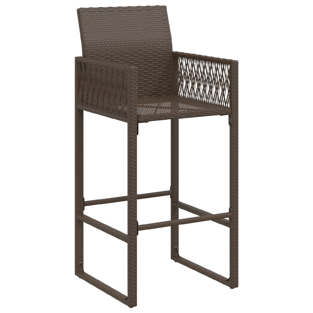 vidaXL Patio Bar Stools 2 pcs Brown Poly Rattan