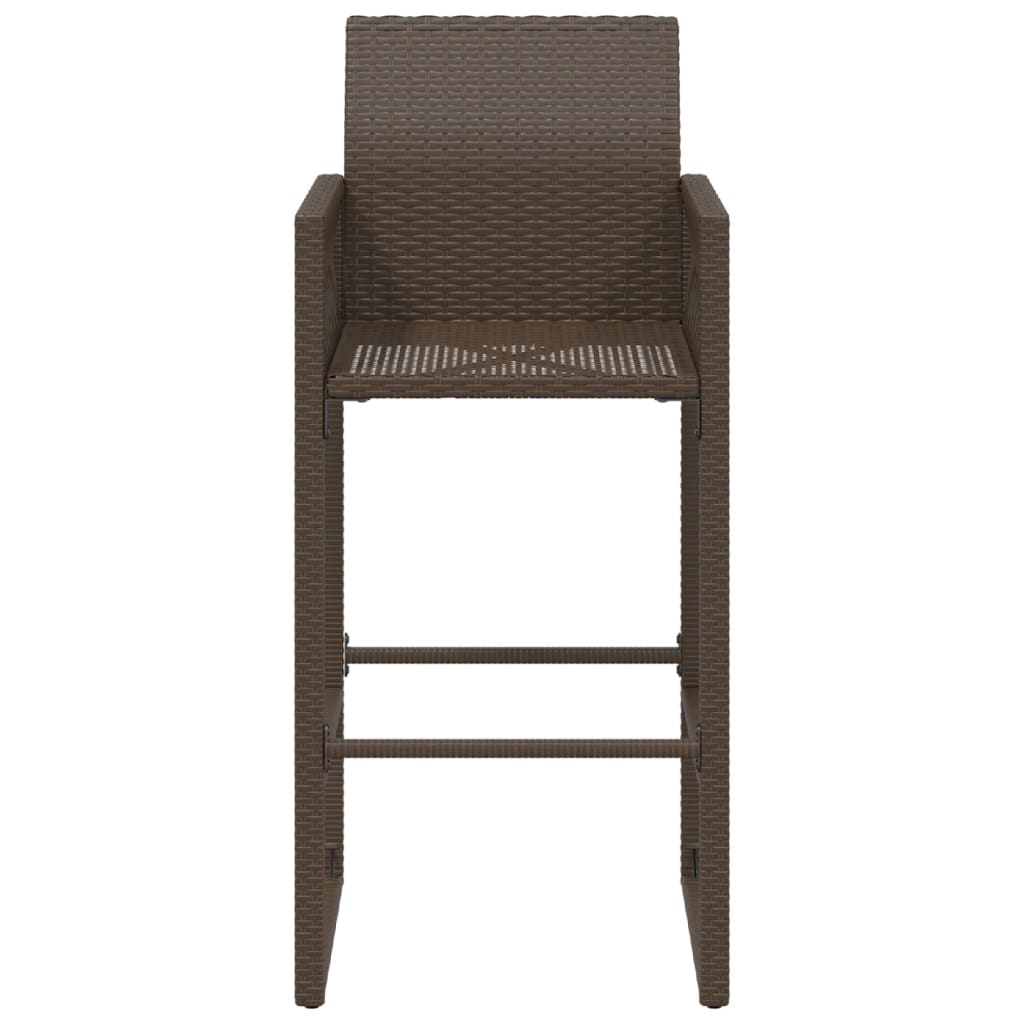 vidaXL Patio Bar Stools 2 pcs Brown Poly Rattan
