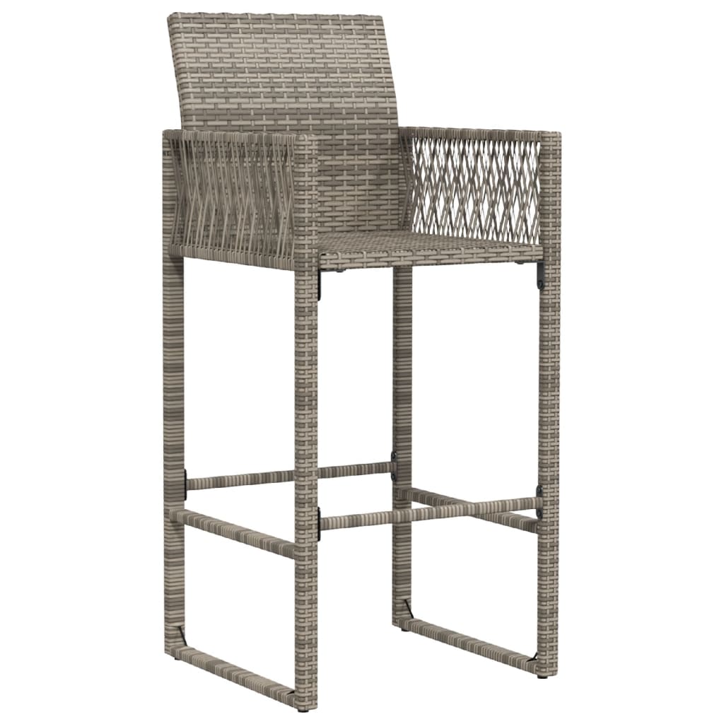 vidaXL Patio Bar Stools 2 pcs Gray Poly Rattan
