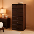 Astrid Tall Brown Dresser Six Drawer Chest For Bedroom