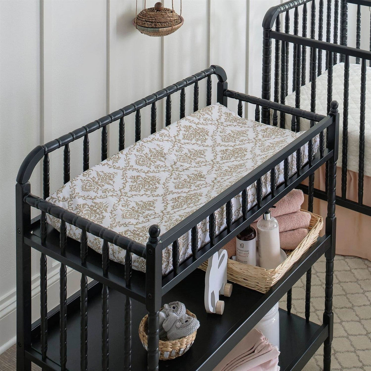 Changing Table in Black Wood Finish with 1-inch Waterproof Changing Pad-1
