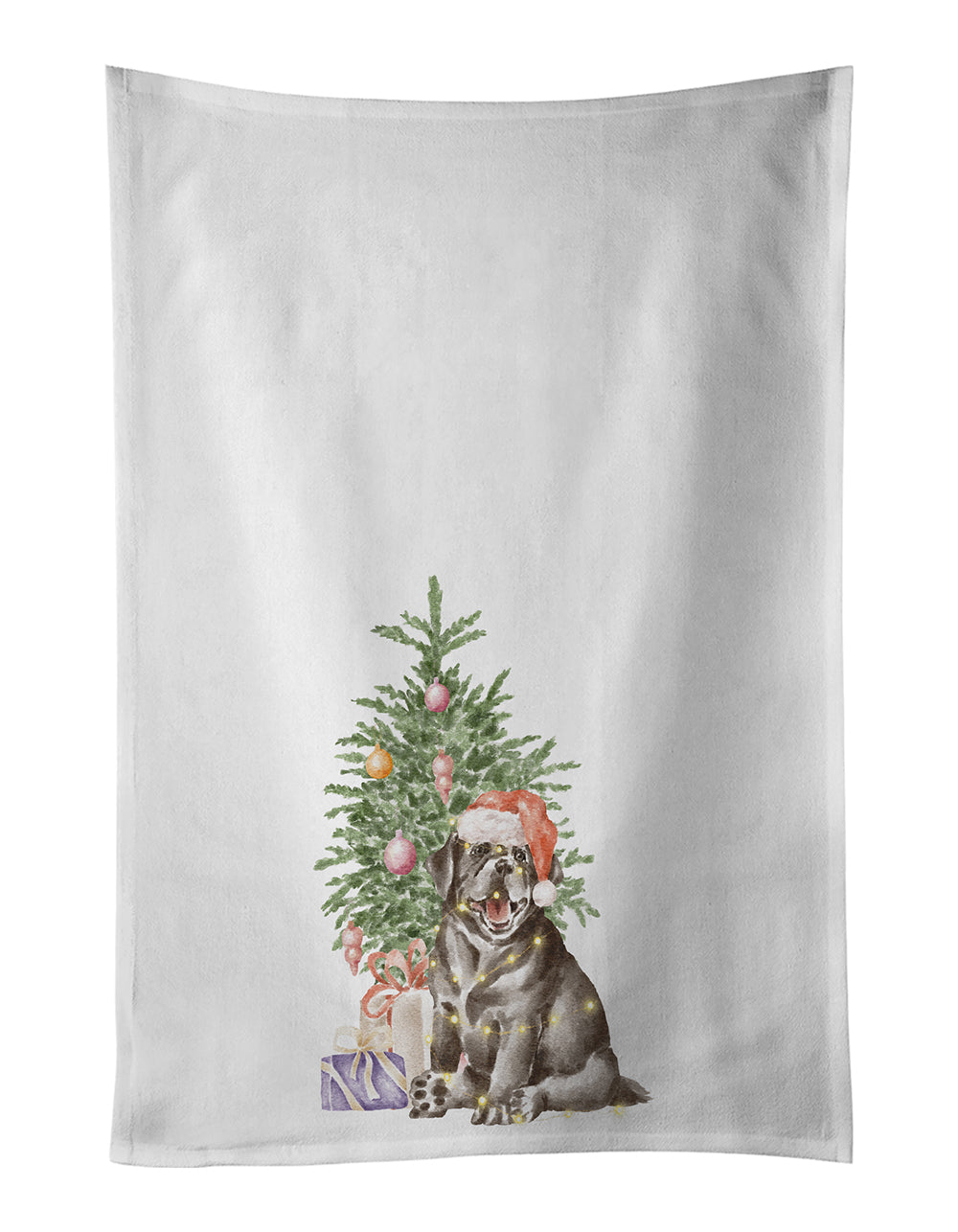 Labrador Retriever Black Puppy Christmas Presents and Tree Kitchen Towel Set of 2