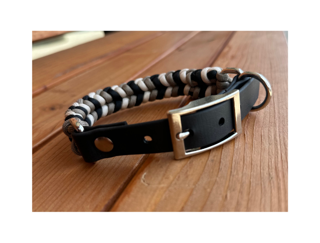 Coiled Charm Hand Braided Dog Collar in Black, Tan, & Cream