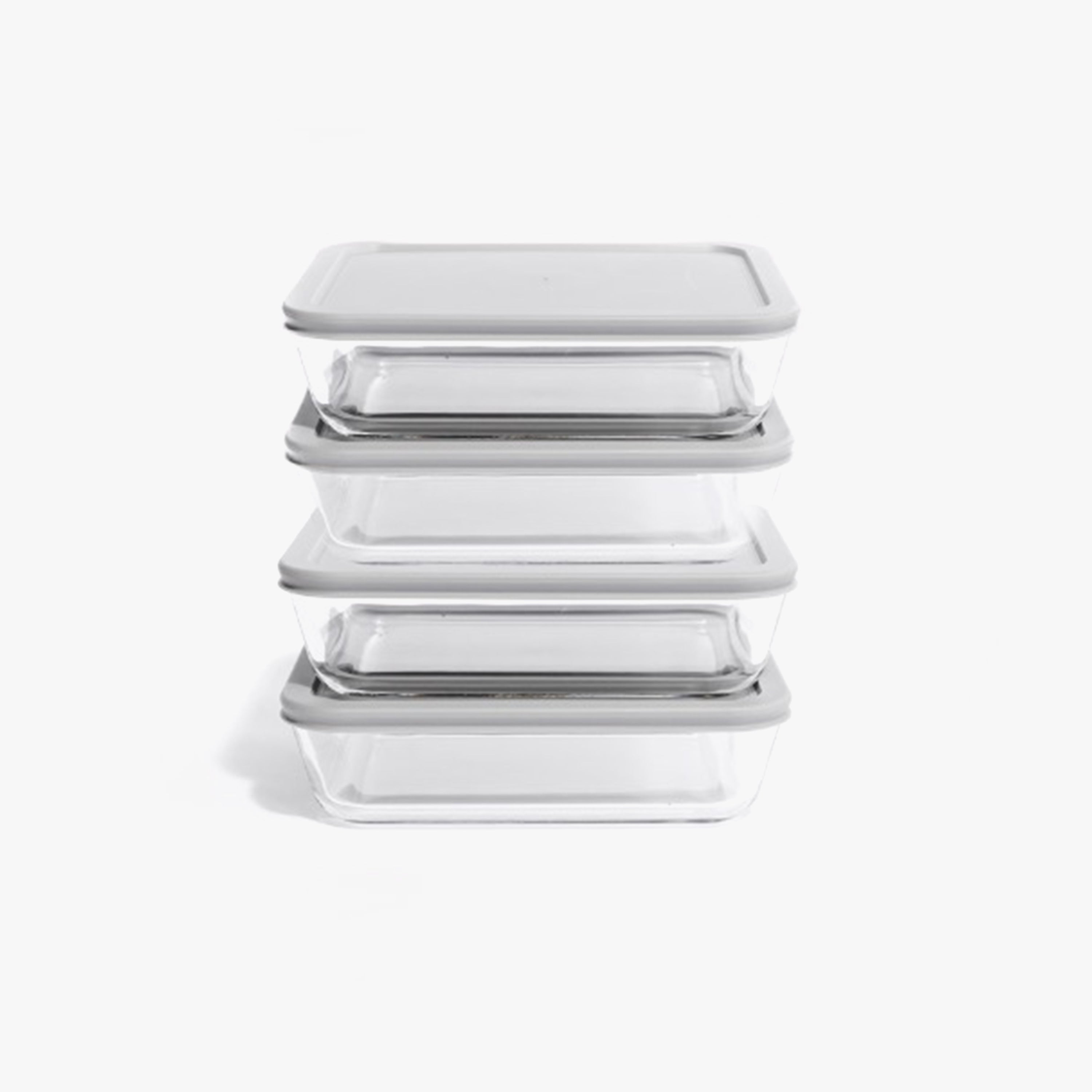 Glass Food Storage Containers - 8 Piece 6.55 Cup (4 Containers + 4 Lids) Rectangular Set