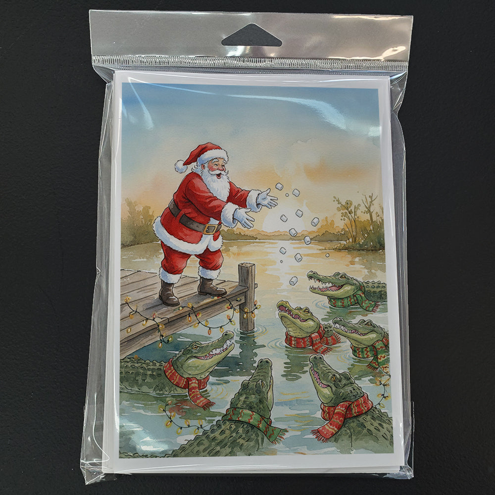 Cajun Santa Claus Feeding the Gators Christmas Greeting Cards Pack of 8