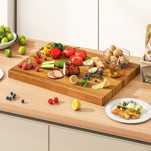 Teak Wood Cutting Board Extra Large 24 Inch Reversible Cutting Board with Handle-1