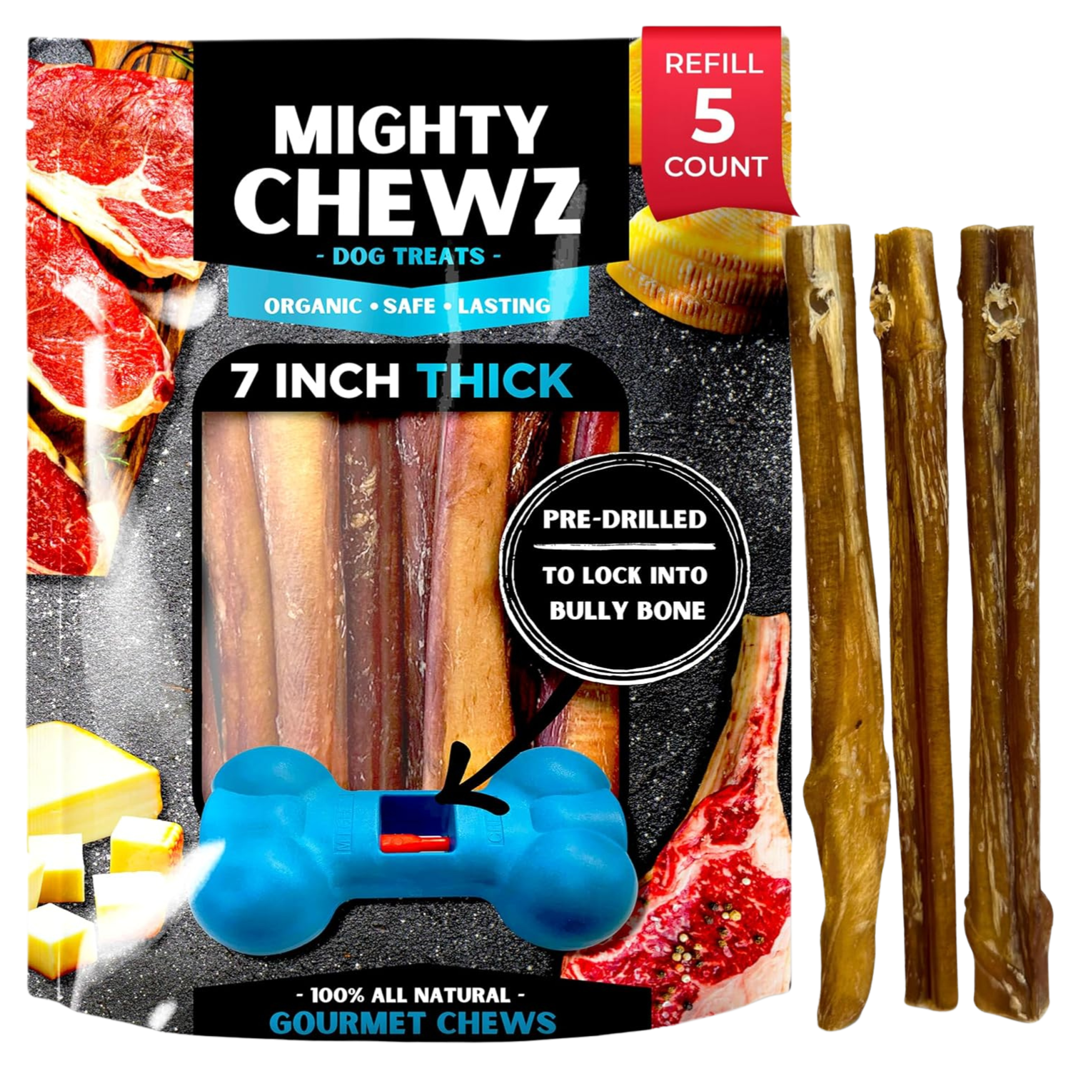7" Thick Bully Sticks - Refill Pack