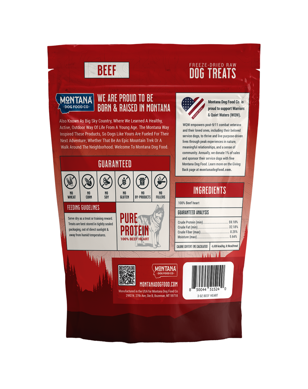 Beef Heart Freeze-dried Raw Trail Snacks (Treats) for Dogs 3oz