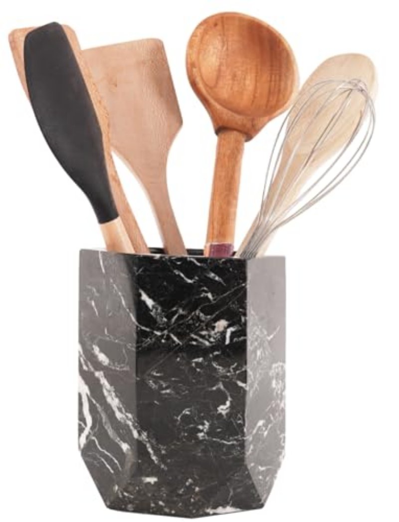 Marble Utensil Holder For Kitchen Countertop - Flatware Caddy Kitchen Organizer