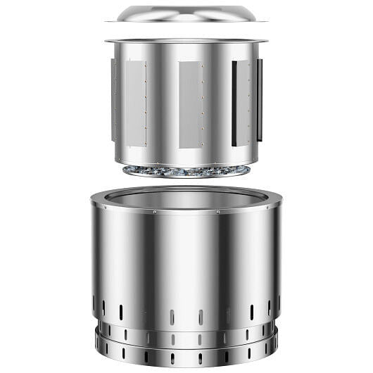 Smokeless Stainless Steel Fire Pit with Ash Pan for Yard Camping-Silver