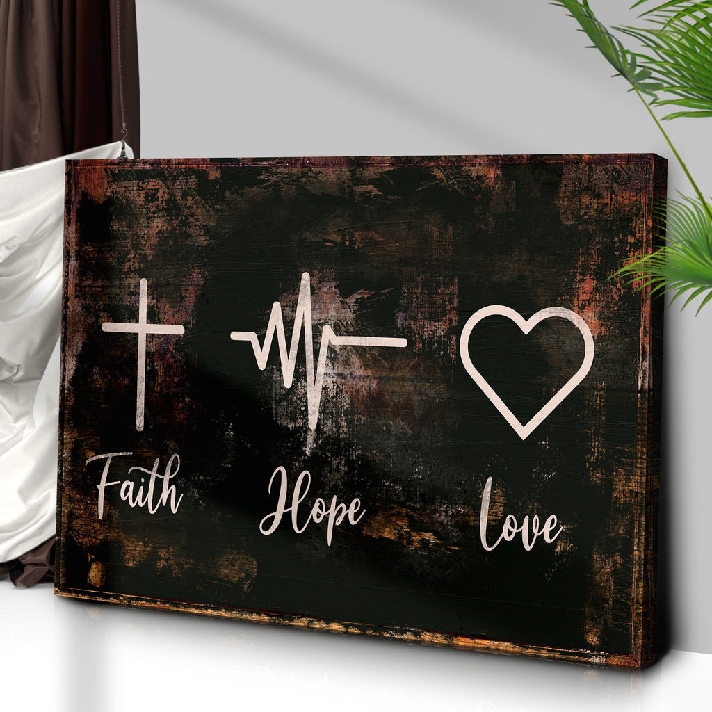 Rustic 'Faith, Hope, Love' Sign - Christian Art and Biblical Decor for home