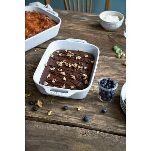 2 Piece Ceramic Stoneware Bakeware Casserole Dish Set in White-1