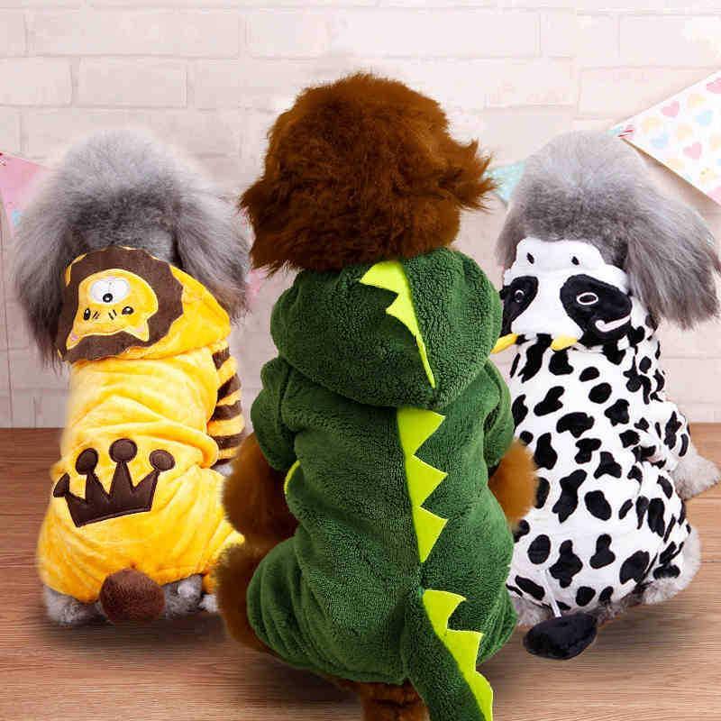 Autumn And Winter Dog Pet Costume Collection: Cozy Coral Fleece Cartoon Style-0