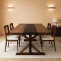 71 Inch Farmhouse Dining Table Waterproof Wood Grain Top