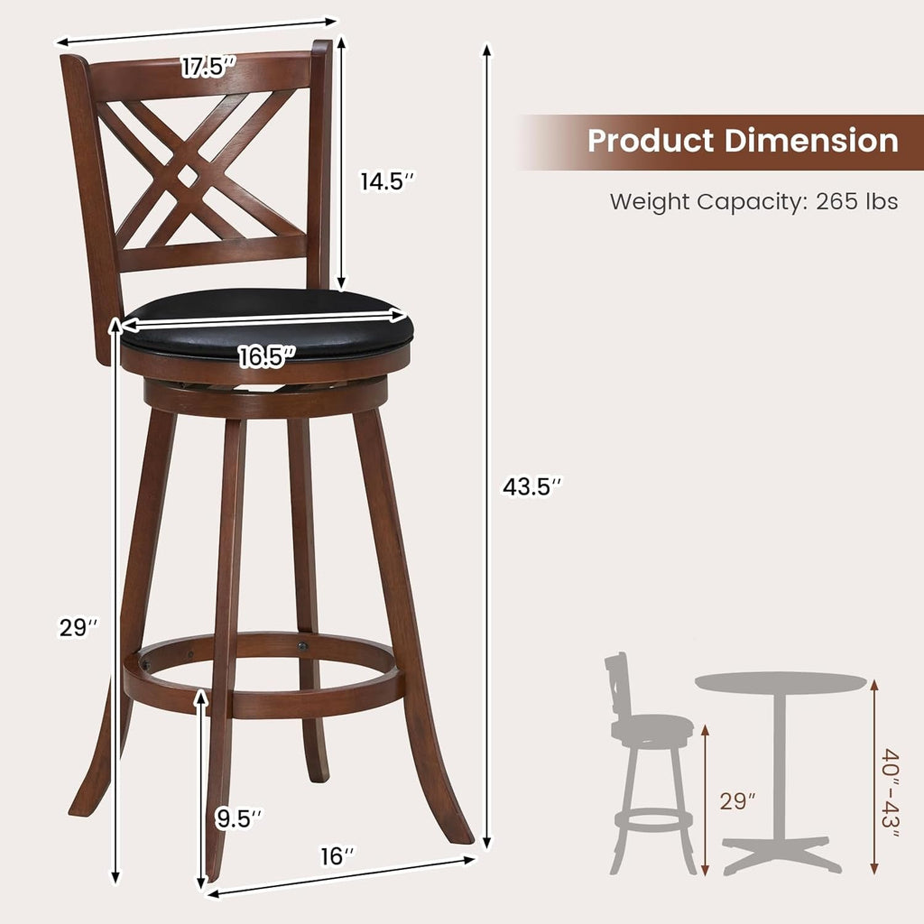 360 Degree Swivel Bar Stools Set of Two