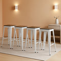 Metal Bar Stools Set of Four Backless Stackable Design